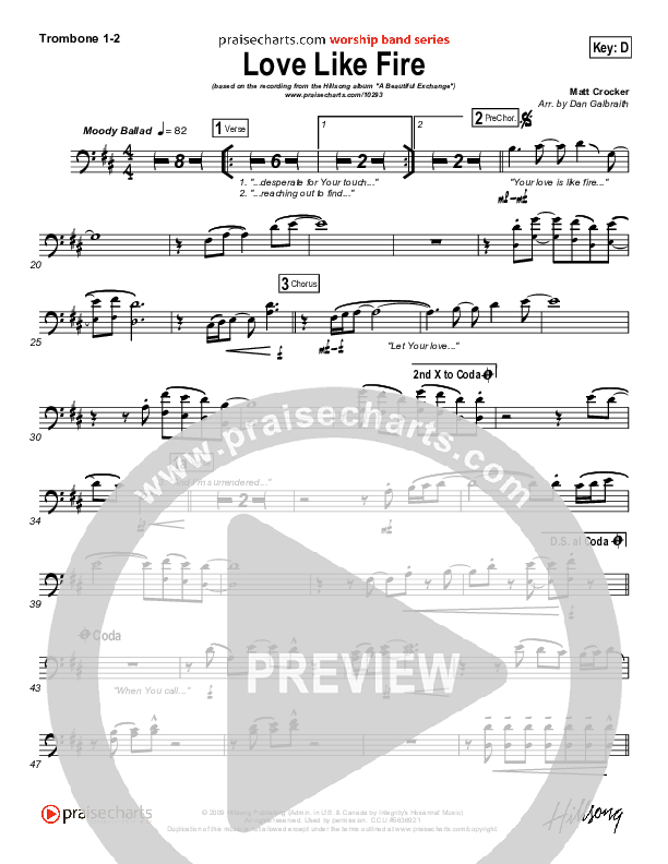 Love Like Fire Trombone 1/2 (Hillsong Worship)