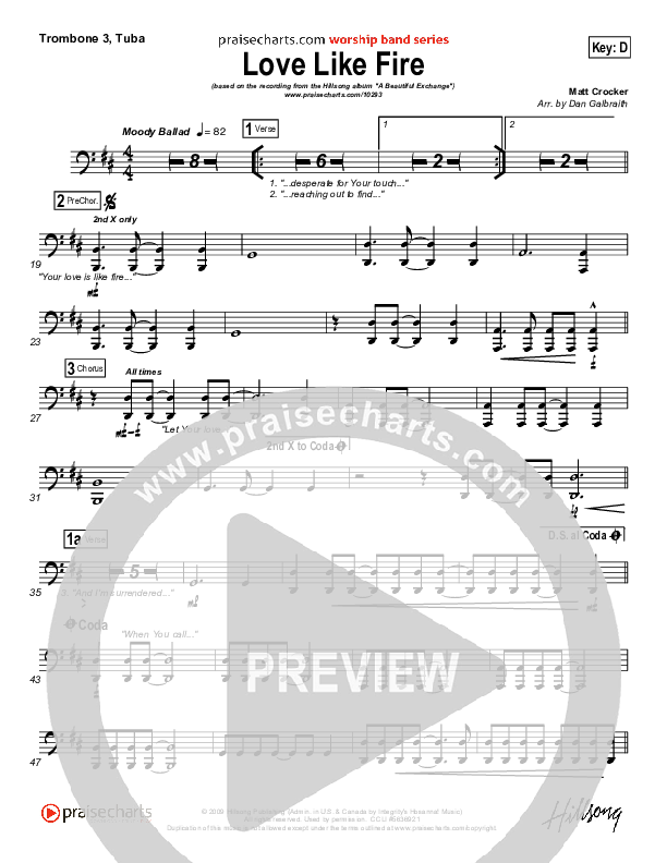 Love Like Fire Trombone 3/Tuba (Hillsong Worship)