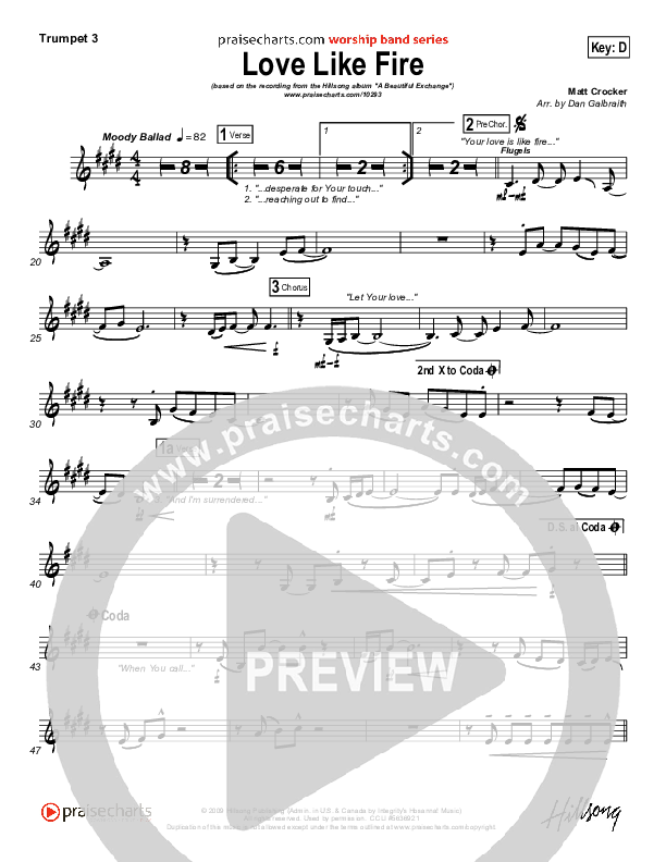 Love Like Fire Trumpet 3 (Hillsong Worship)