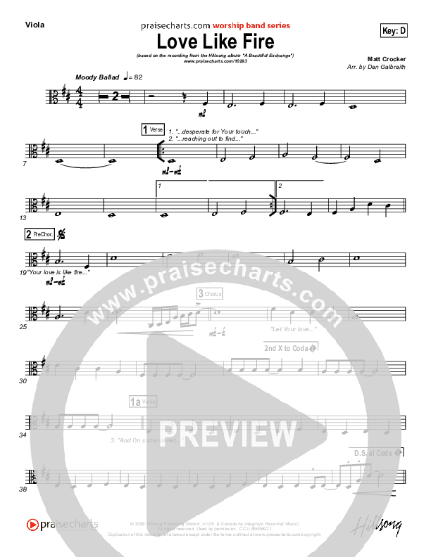 Love Like Fire Viola (Hillsong Worship)