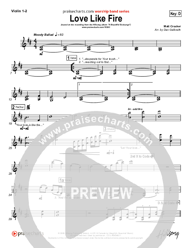 Love Like Fire Violin 1/2 (Hillsong Worship)
