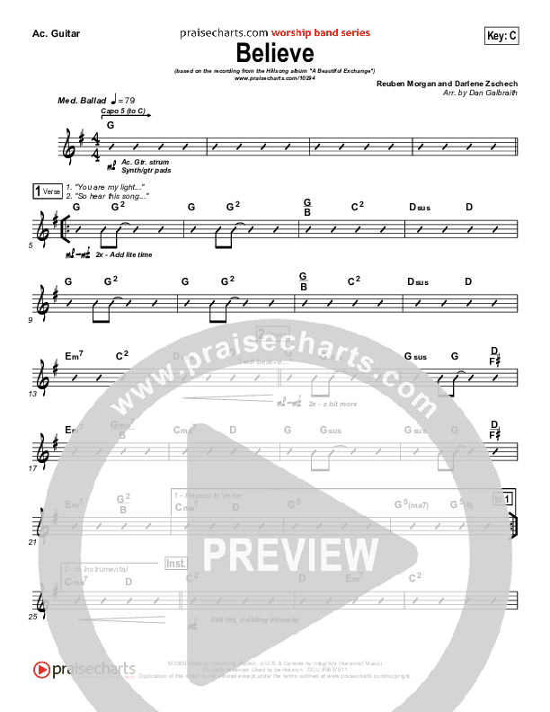 Believe Acoustic Guitar (Hillsong Worship)