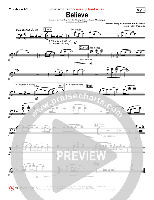 Believe Trombone 1/2 (Hillsong Worship)
