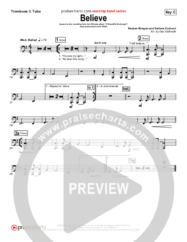 Believe Trombone 3/Tuba (Hillsong Worship)