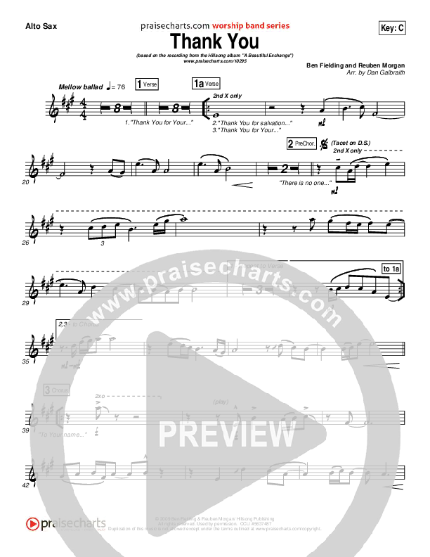 Thank You Alto Sax (Hillsong Worship)