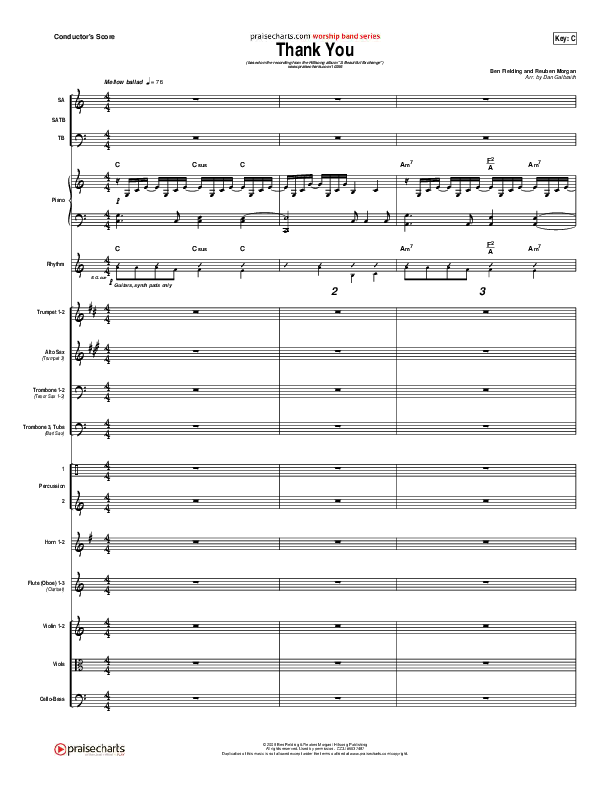 Thank You Conductor's Score (Hillsong Worship)