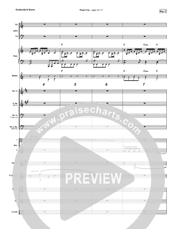 Thank You Conductor's Score (Hillsong Worship)