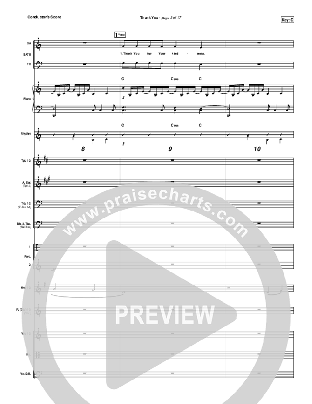 Thank You Conductor's Score (Hillsong Worship)