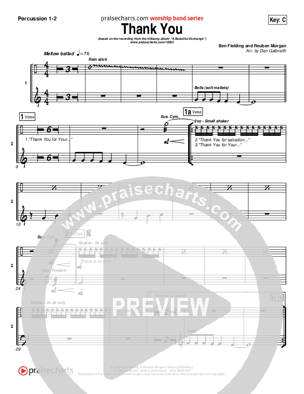 Thank You Percussion 1/2 (Hillsong Worship)