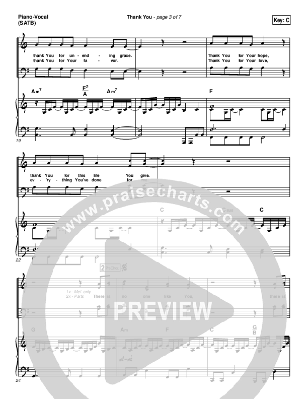 Thank You Piano/Vocal (Hillsong Worship)