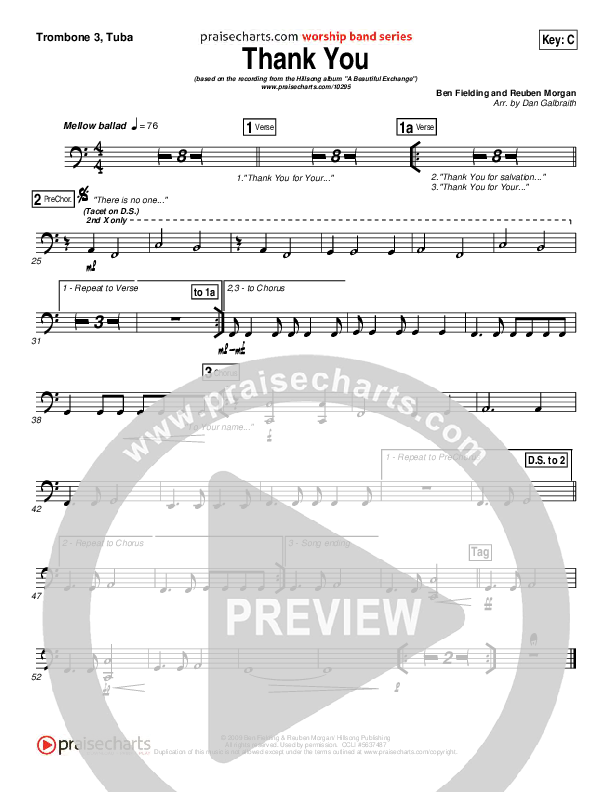 Thank You Trombone 3/Tuba (Hillsong Worship)