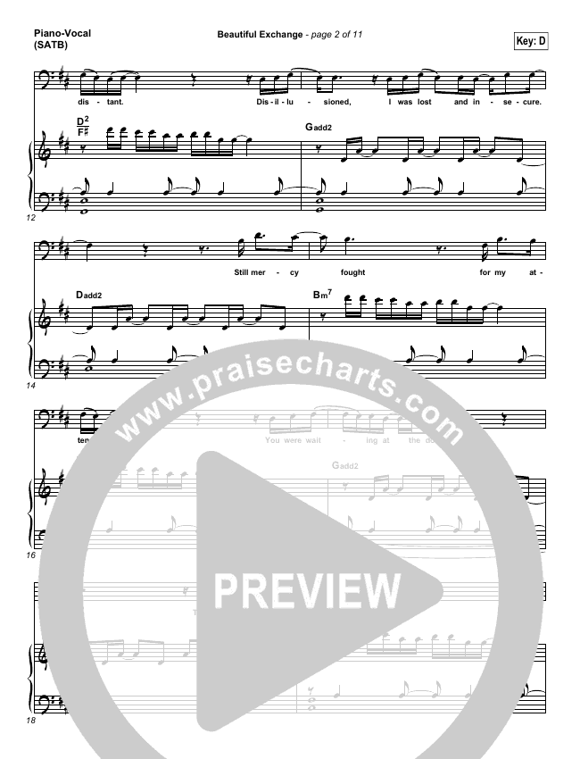 Beautiful Exchange Sheet Music Pdf Hillsong Worship Praisecharts