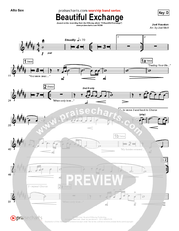 Beautiful Exchange Alto Sax (Hillsong Worship)