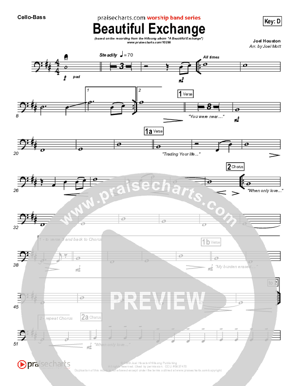 Beautiful Exchange Cello/Bass (Hillsong Worship)