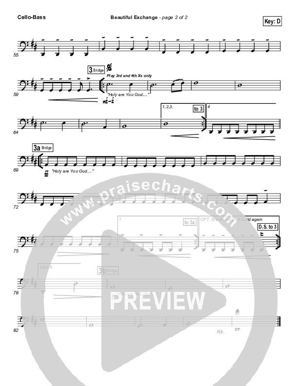 Beautiful Exchange Cello/Bass (Hillsong Worship)