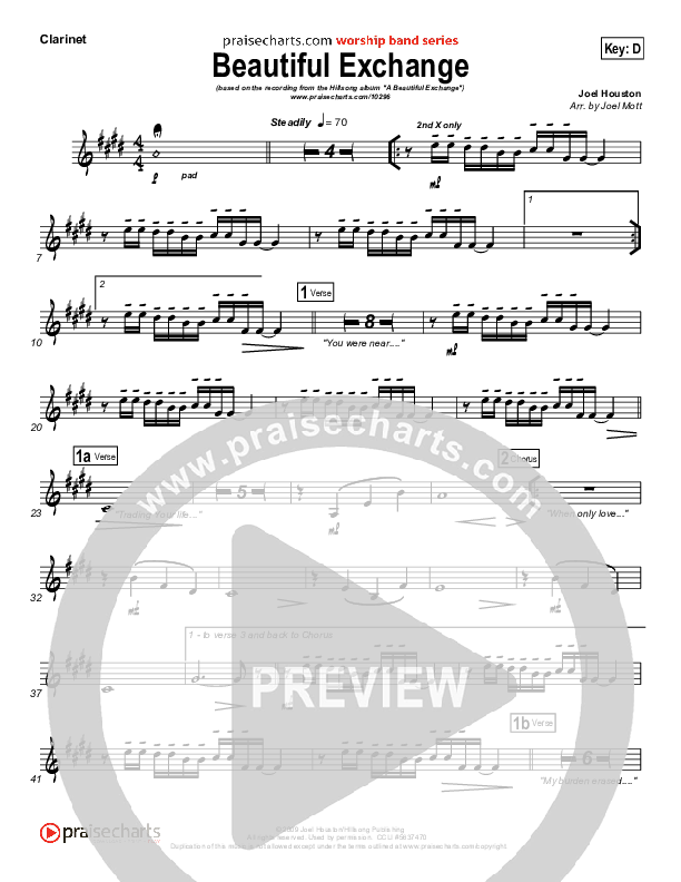 Beautiful Exchange Clarinet (Hillsong Worship)