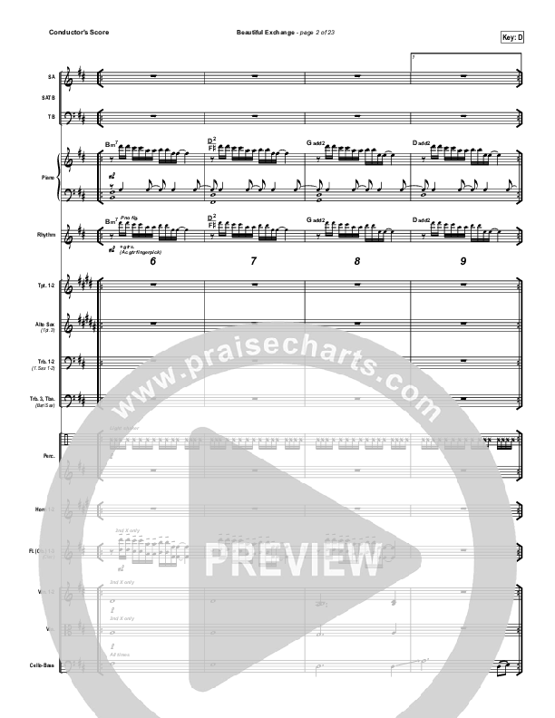 Beautiful Exchange Conductor's Score (Hillsong Worship)