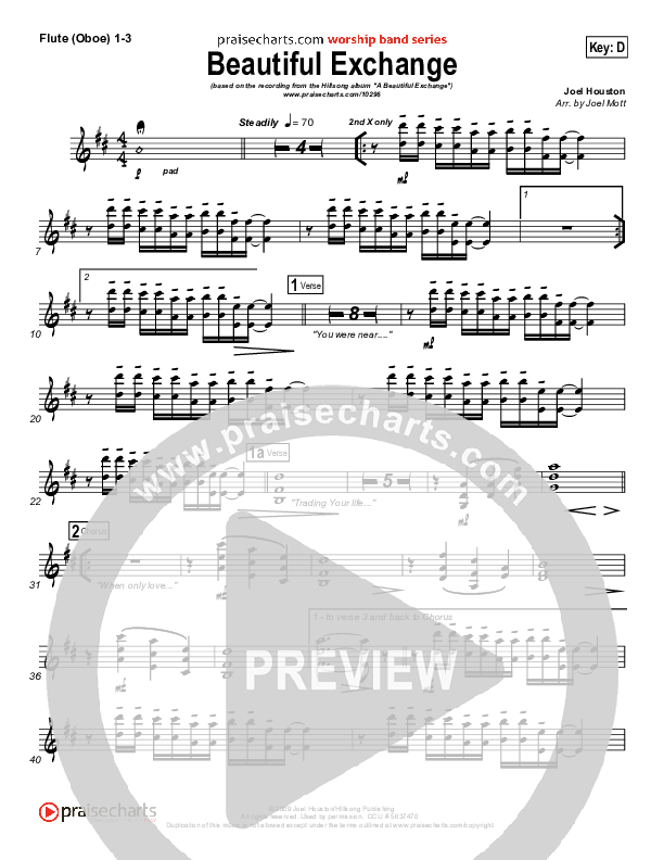 Beautiful Exchange Flute/Oboe 1/2/3 (Hillsong Worship)
