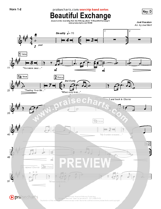 Beautiful Exchange French Horn 1/2 (Hillsong Worship)