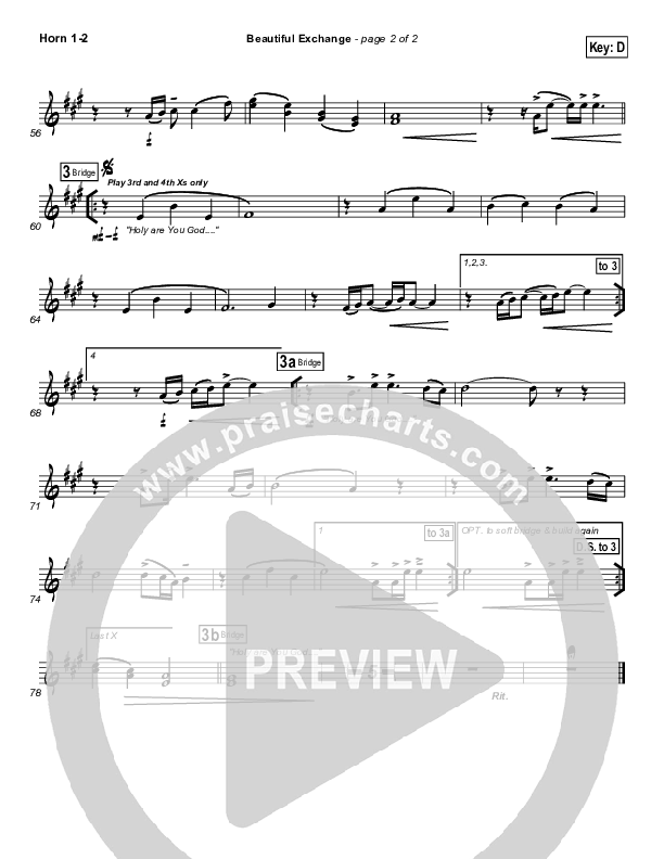 Beautiful Exchange French Horn 1/2 (Hillsong Worship)