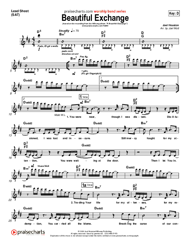 Beautiful Exchange Lead Sheet (Hillsong Worship)