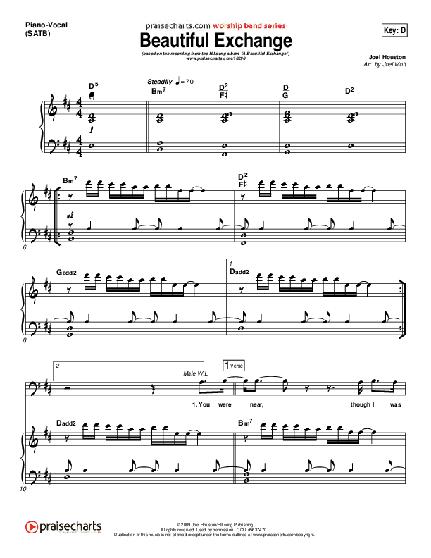 Beautiful Exchange Piano/Vocal (Hillsong Worship)