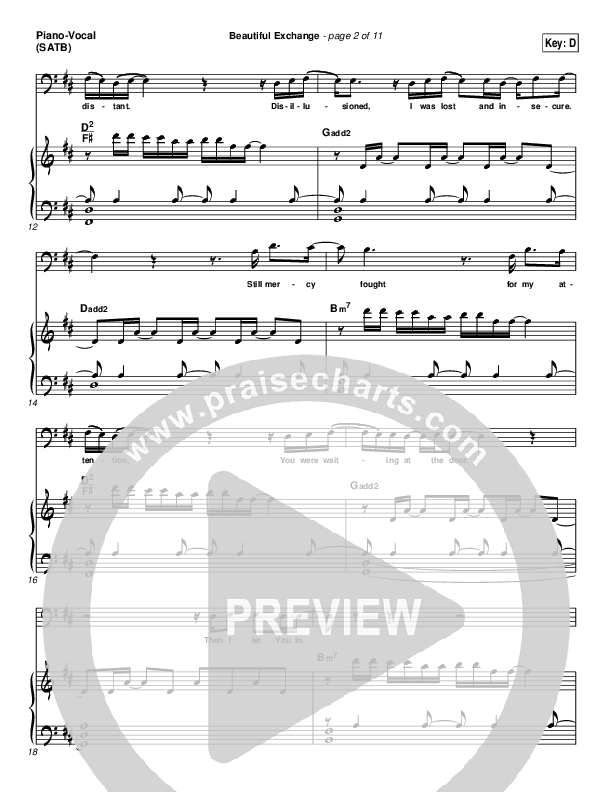 Beautiful Exchange Piano/Vocal (Hillsong Worship)