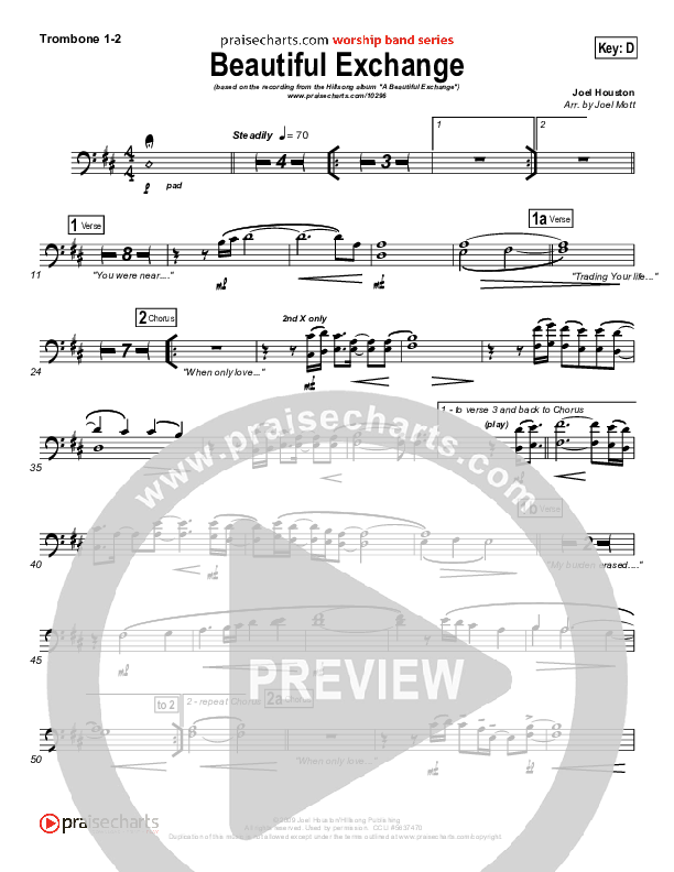 Beautiful Exchange Trombone 1/2 (Hillsong Worship)
