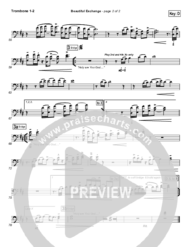 Beautiful Exchange Trombone 1/2 (Hillsong Worship)