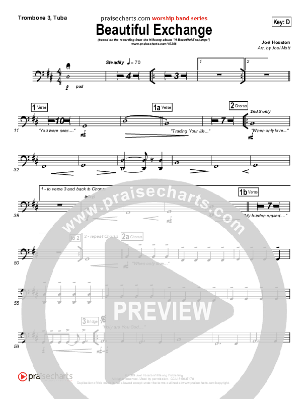 Beautiful Exchange Trombone 3/Tuba (Hillsong Worship)
