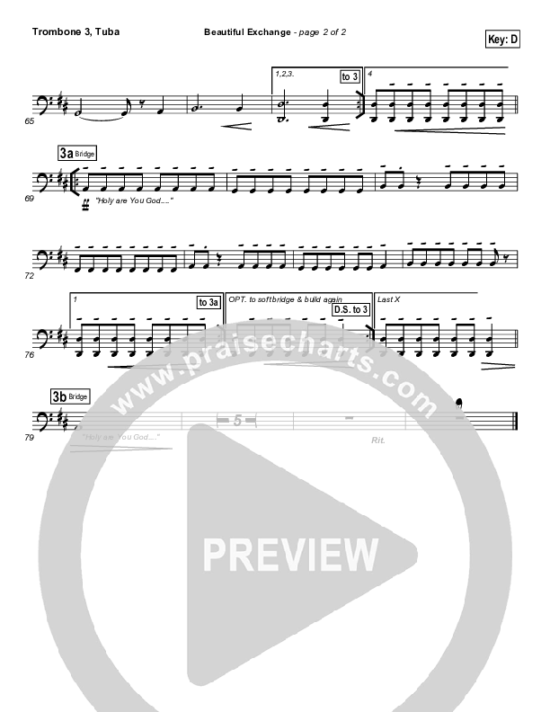 Beautiful Exchange Trombone 3/Tuba (Hillsong Worship)