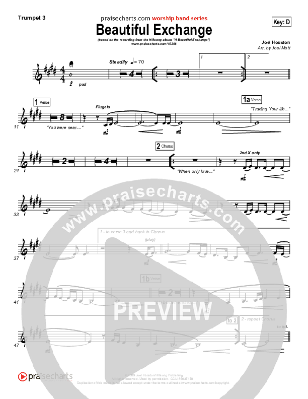 Beautiful Exchange Trumpet 3 (Hillsong Worship)
