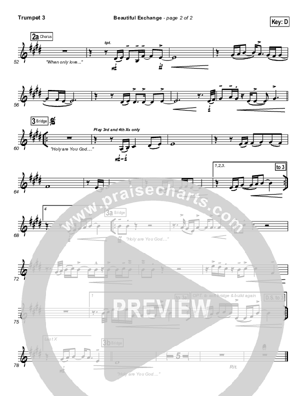 Beautiful Exchange Trumpet 3 (Hillsong Worship)