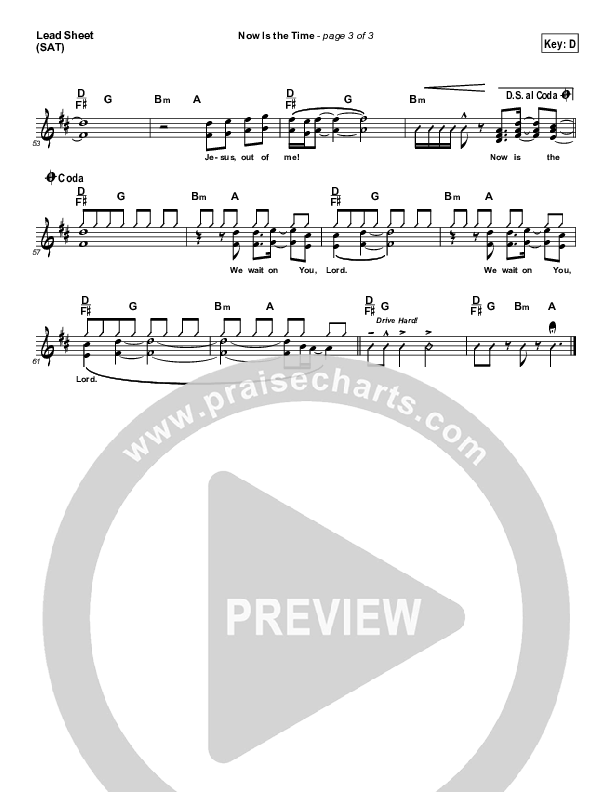 Now Is The Time Lead Sheet (Jeremy Horn)