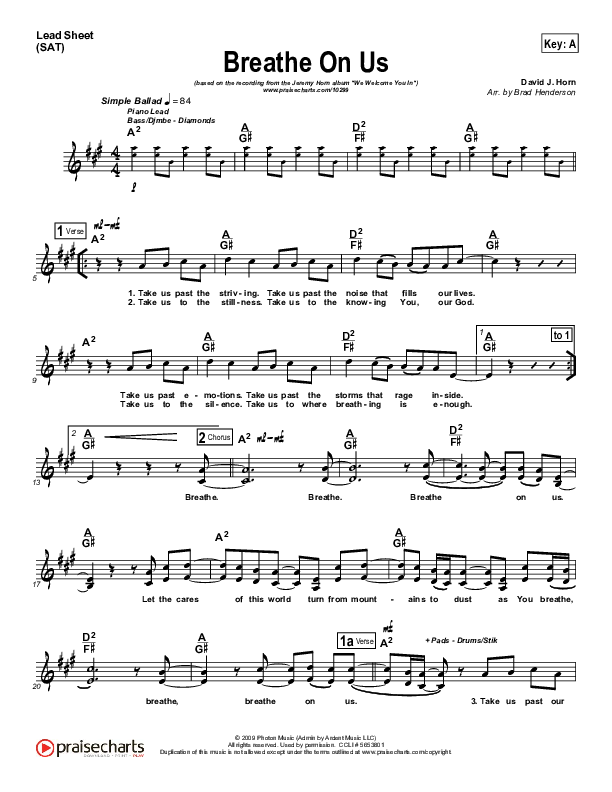 Breathe On Us Lead Sheet (Jeremy Horn)