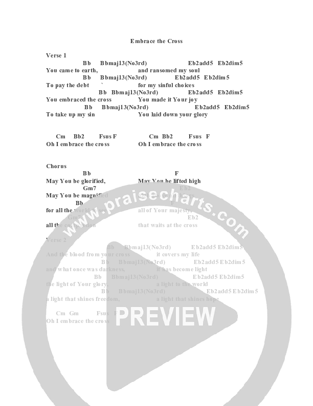 Embrace The Cross Chords & Lyrics (Jeremy Horn)