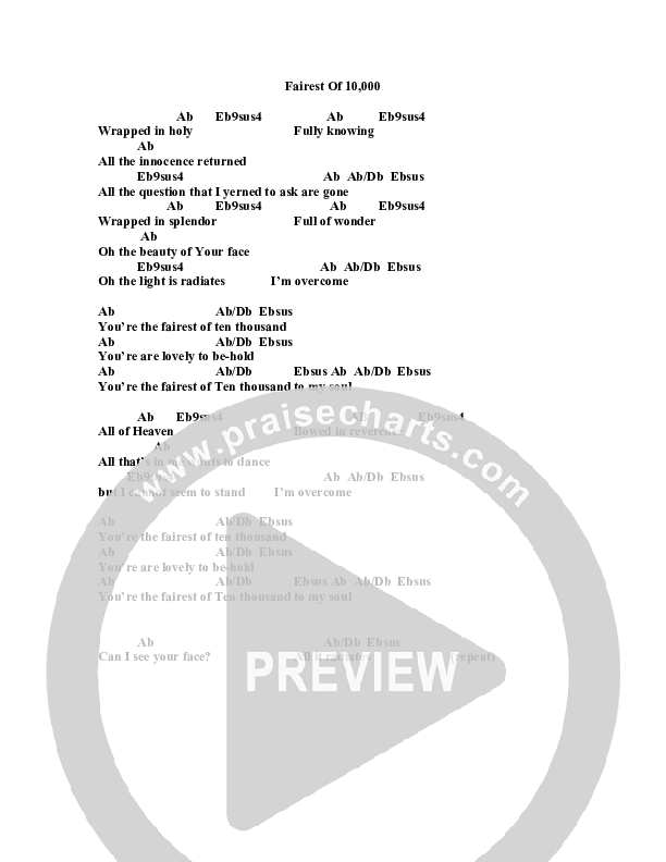 Fairest Of Ten Thousand Chords & Lyrics (Jeremy Horn)