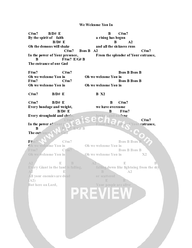 We Welcome You In Chords & Lyrics (Jeremy Horn)