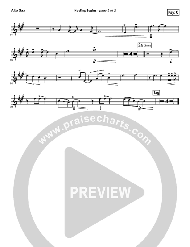 Healing Begins Alto Sax (Tenth Avenue North)