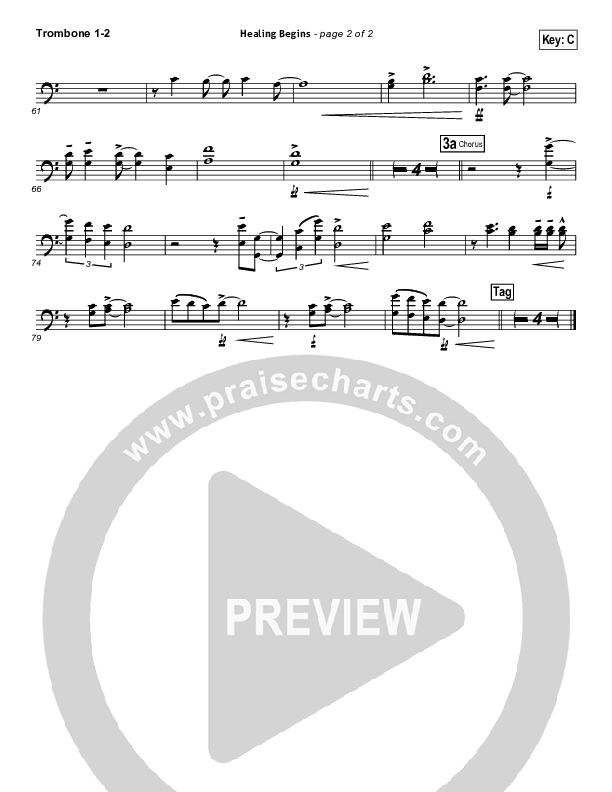 Healing Begins Trombone 1/2 (Tenth Avenue North)