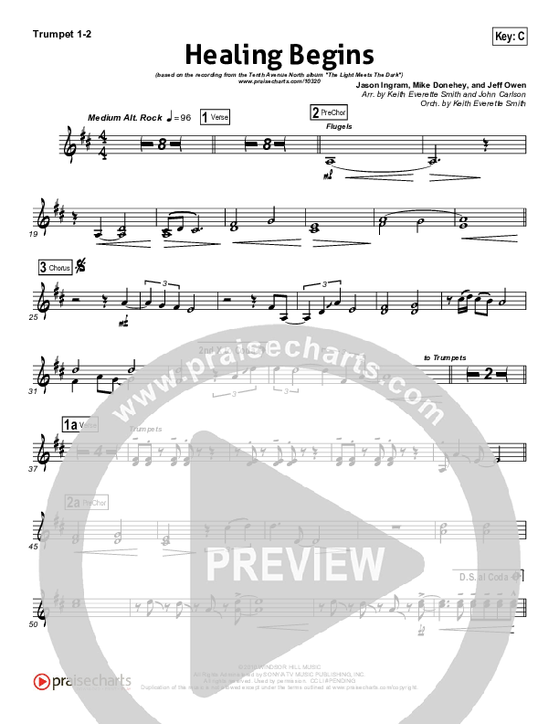 Healing Begins Trumpet 1,2 (Tenth Avenue North)