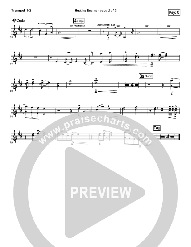 Healing Begins Trumpet 1,2 (Tenth Avenue North)