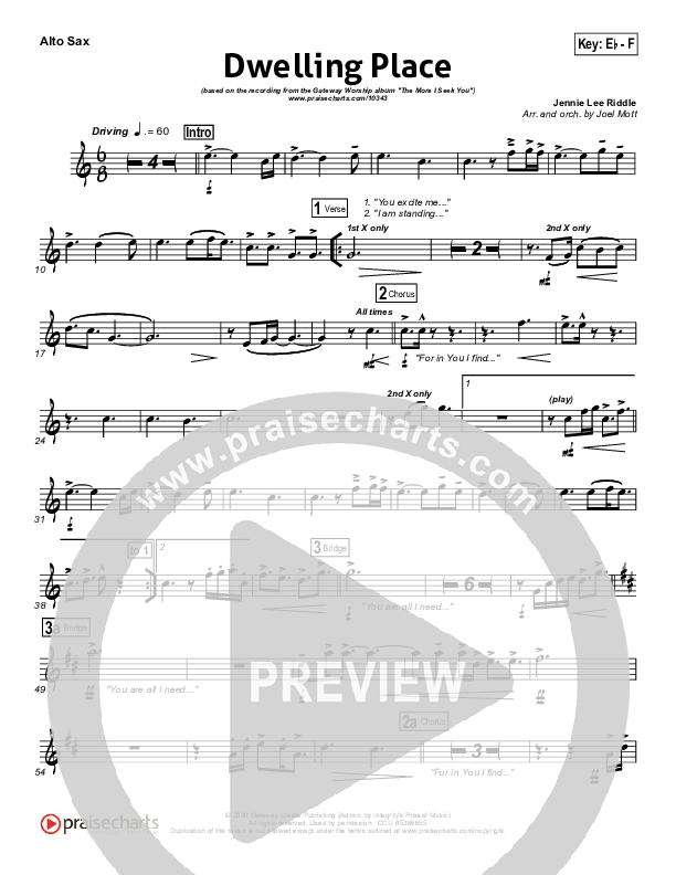 Dwelling Place Alto Sax (Gateway Worship)