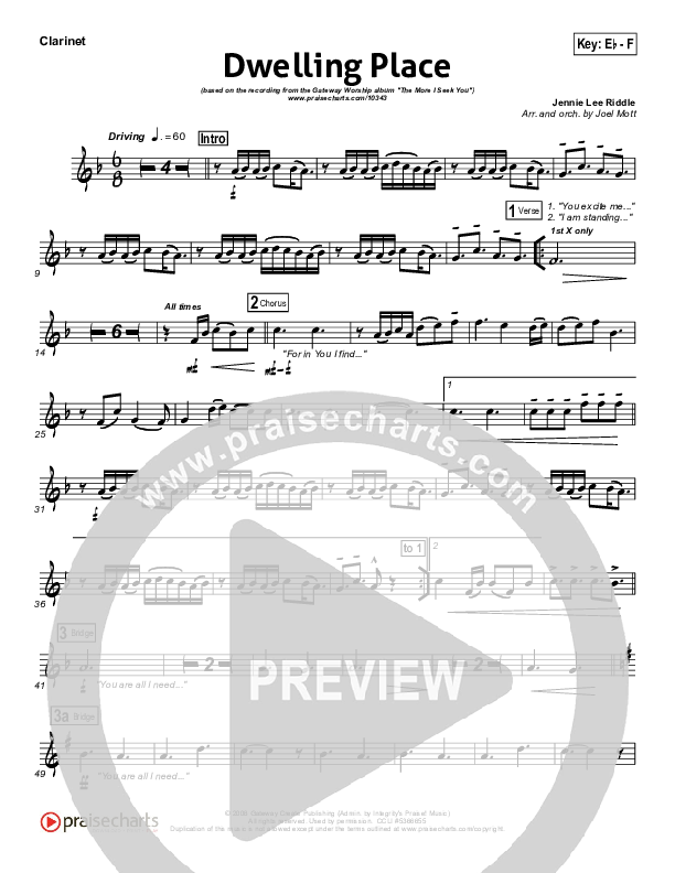 Dwelling Place Clarinet (Gateway Worship)