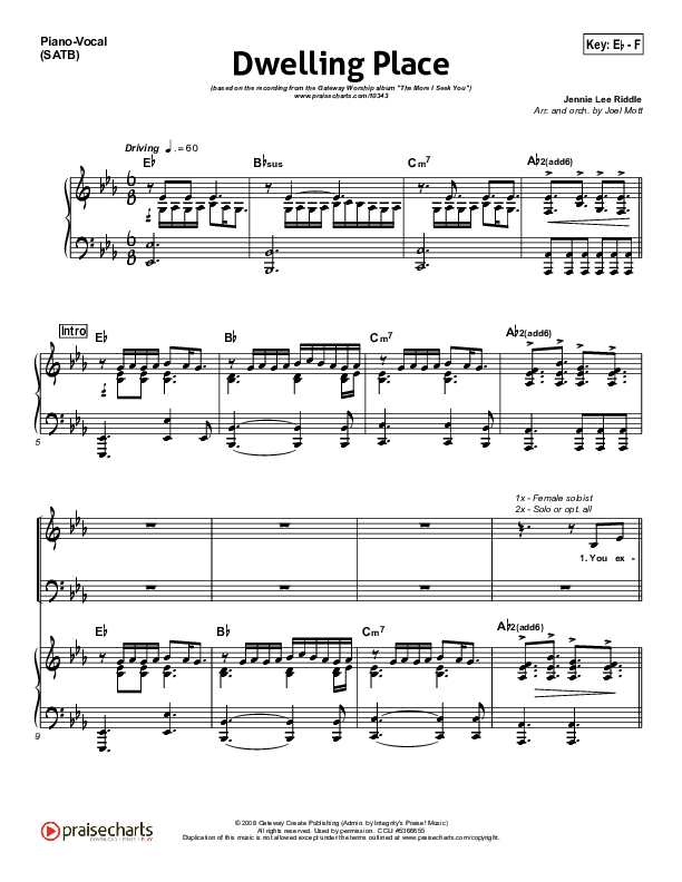 Dwelling Place Piano/Vocal (SATB) (Gateway Worship)