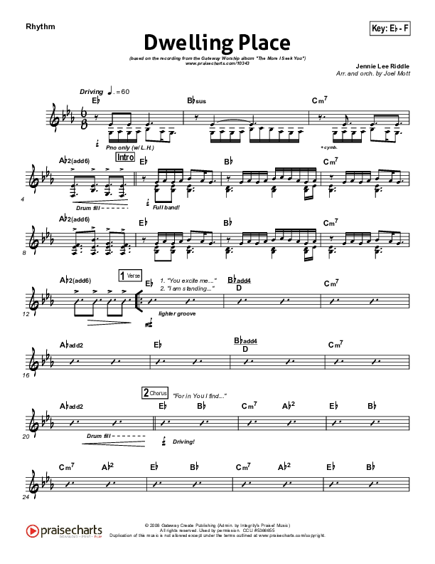 Dwelling Place Rhythm Chart (Gateway Worship)