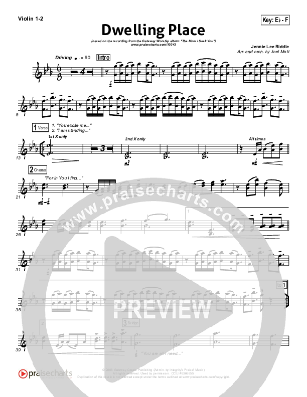 Dwelling Place Violin 1/2 (Gateway Worship)