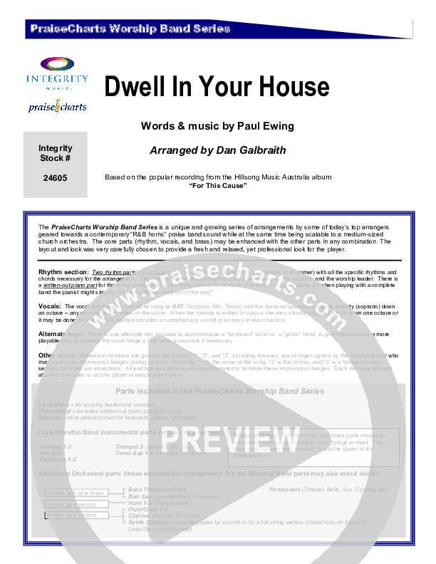 Dwell in Your House Cover Sheet (Hillsong Worship)