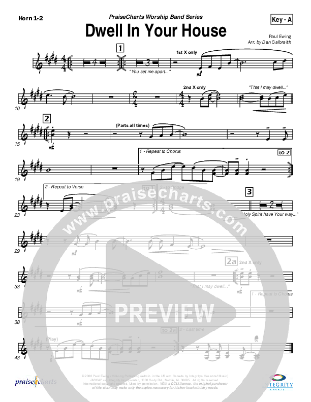 Dwell in Your House French Horn 1/2 (Hillsong Worship)