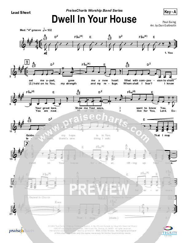 Dwell in Your House Lead Sheet (Hillsong Worship)